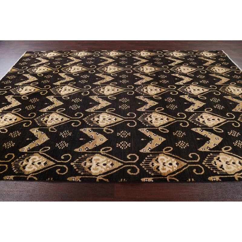 Geometric Oriental Gabbeh Kashkoli Area Rug Hand-knotted Wool Carpet - 7'10" x 11'3"