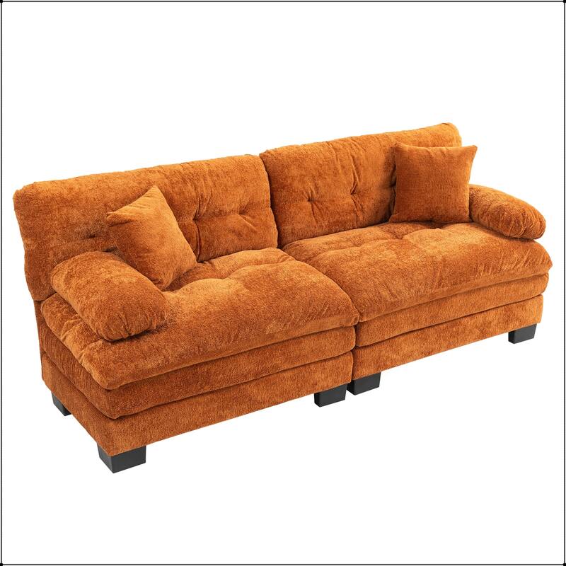 Two-seat Deep Chenille Sectional Sofa