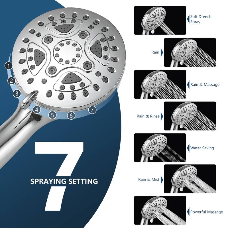11.6 in. 7-Spray Patterns Dual Wall Mount Dual Shower Heads and Handheld Shower Head
