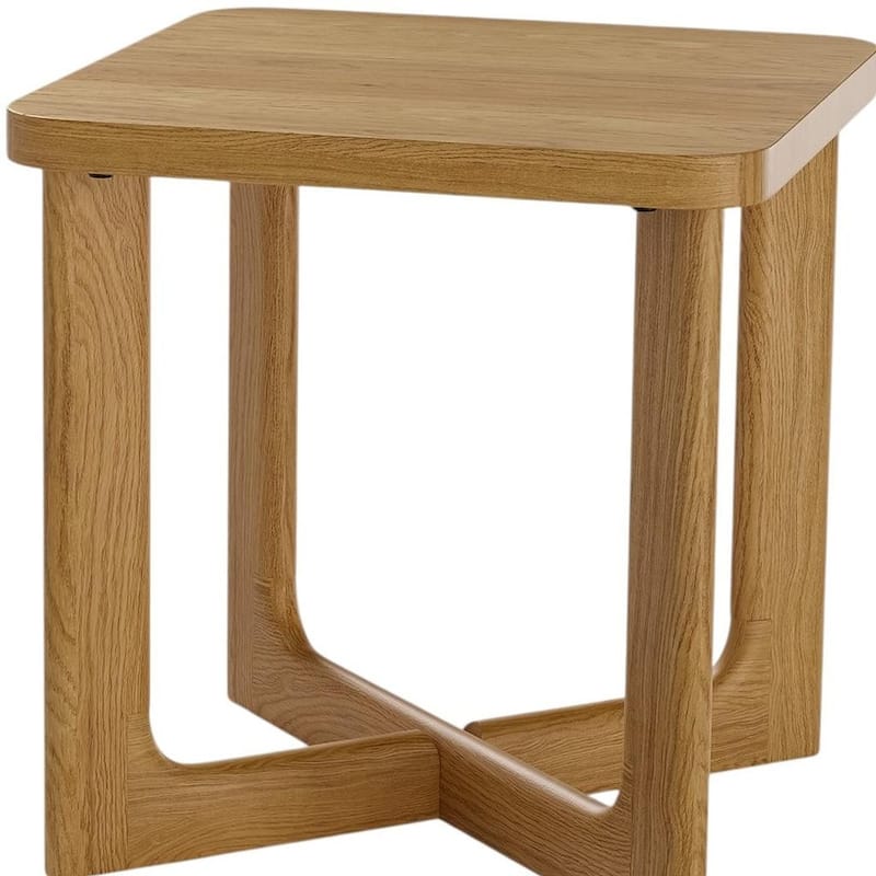 HomeRoots 24" Natural Wood Square Cross Legs End Table - 24.00 in. x 24.00 in. x 24.00 in.