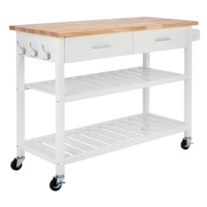 SAFAVIEH Risa 2-Drawer 2-Shelf Kitchen Cart - 47.2" W x 18.9" L x 35.4" H - 47Wx19Dx35H