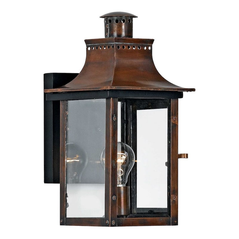 Chalmers 1-Light Outdoor Wall Lantern in Aged Copper - Aged Copper