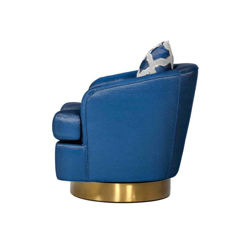 Modrest Niagra Glam Blue and Gold Fabric Accent Chair