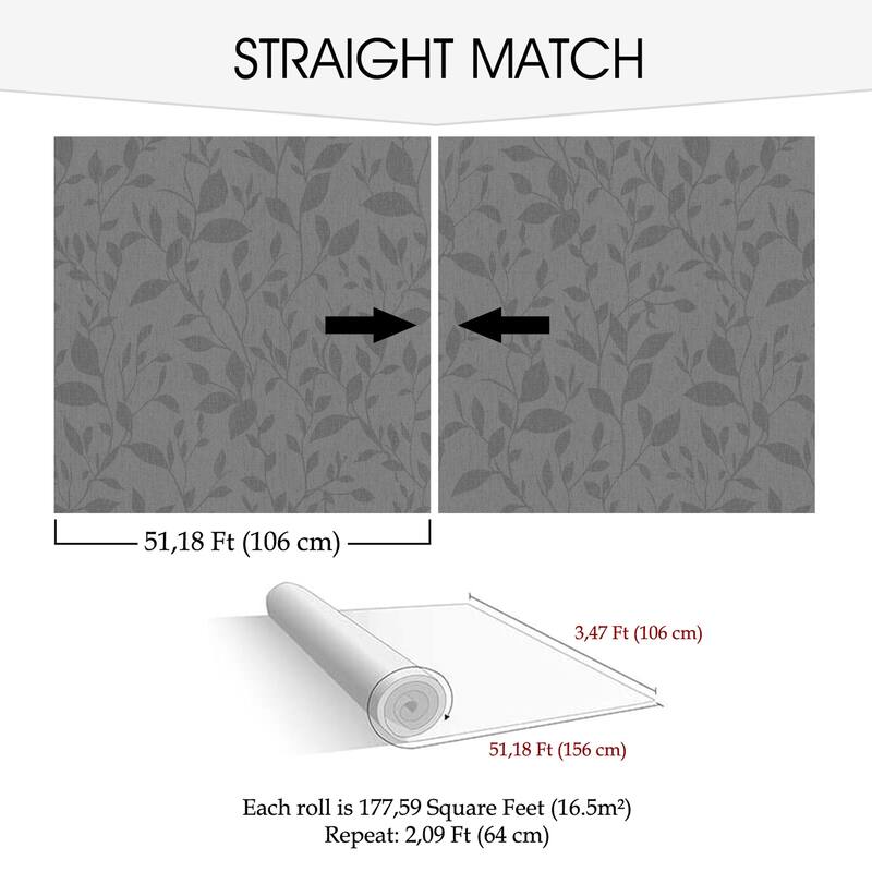 SUSSEXHOME Removable Wallpaper-Waterproof, Strippable, Light Resistance & Cleanable Wall Paper Roll-Wallpaper-Leaves