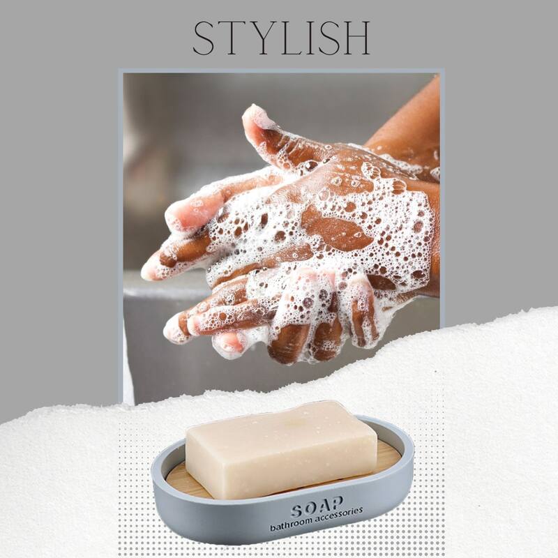 Chic Polyresin Soap Dish with Draining Bamboo Insert - 5 L x 3.4 W x 1 H