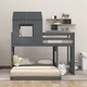 preview thumbnail 4 of 7, Gray Wooden Twin Over Full Bunk Bed with Playhouse, Ladder, Guardrails, Whimsical Style