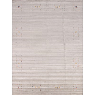 Striped Gabbeh Oriental Area Rug Handmade Silk Carpet - 8'0" x 9'10"