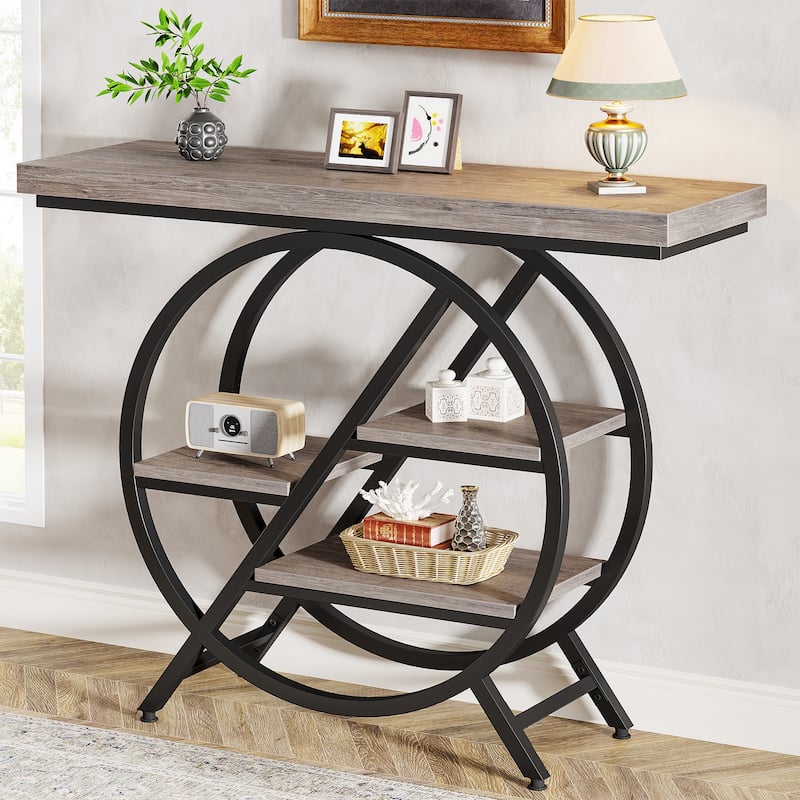 39.4-Inch Console Table, 4- Tier Industrial Entryway Table