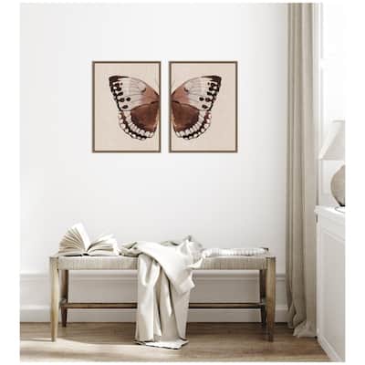 Kate and Laurel Sylvie Retro Butterfly Watercolor - 2 Piece Framed Canvas Art Set by The Creative Bunch Studio