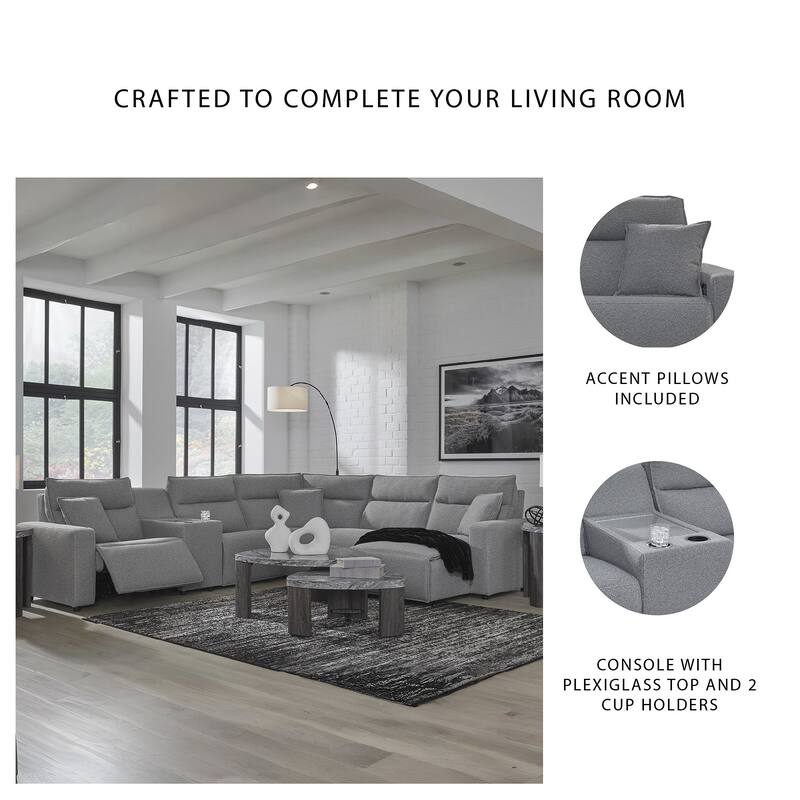 Signature Design by Ashley Modmax Ii Gray 6-Piece Power Reclining Sectional - 143" W x 125" D x 41" H