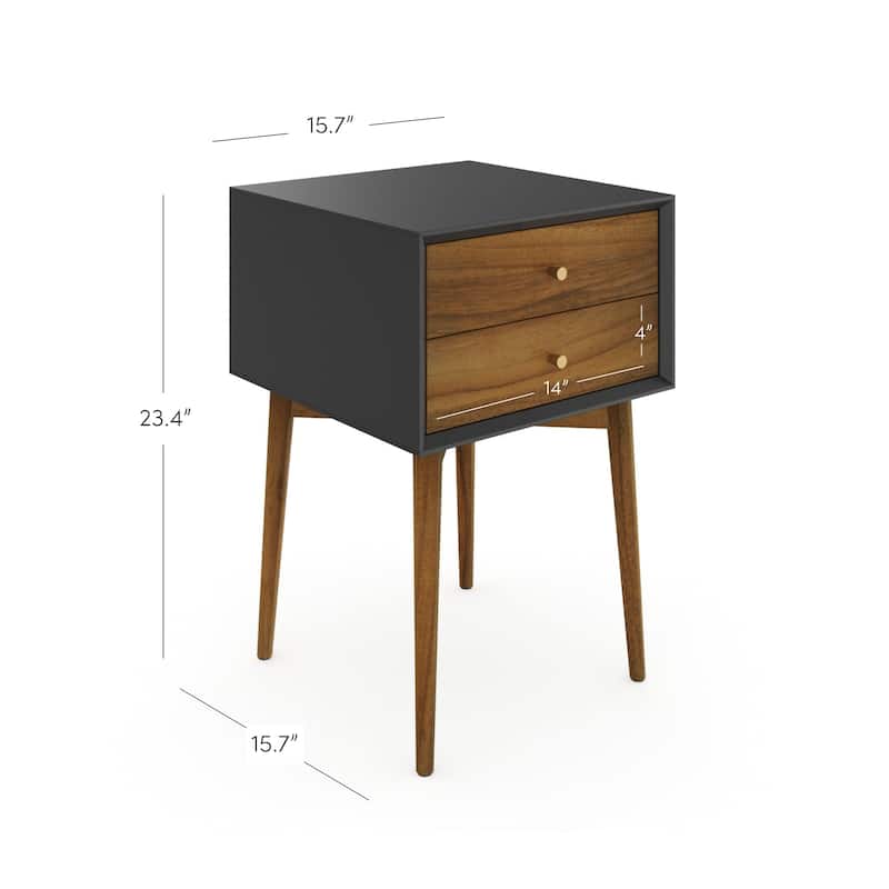 Nathan James Harper 2-Drawer Mid-Century Side Table
