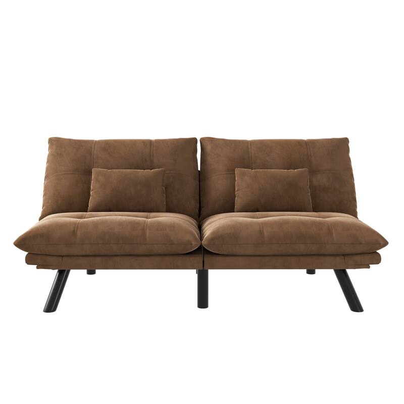 Modern Brown Microfiber Convertible Folding Sofa Bed