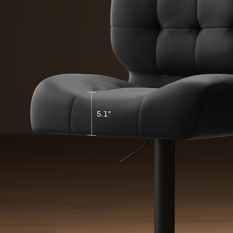 HOMCOM Set of 2 Bar Height Chairs with Adjustable Seat Height, Thick Padded Cushion and Metal Footrest for Home Bar