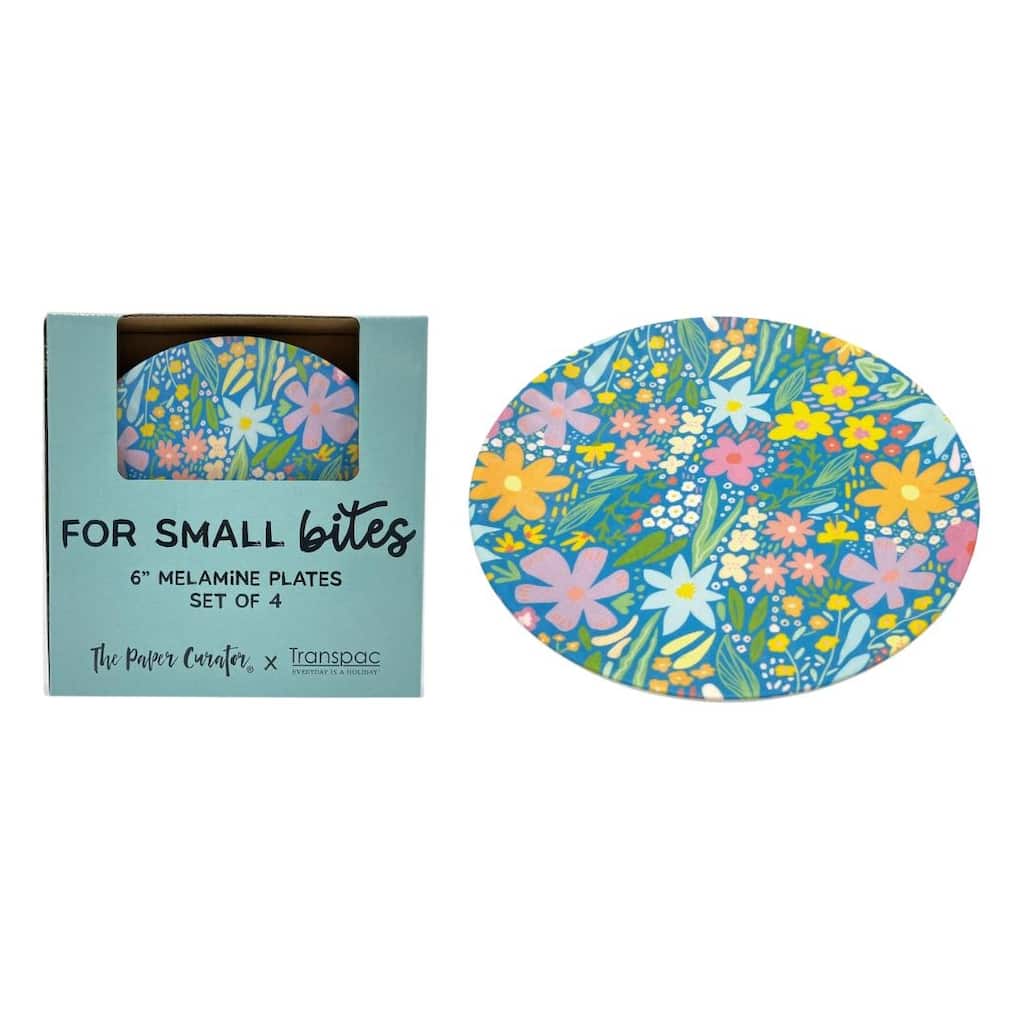 Transpac Melamine Floral App Plates Set of 4 Home Decorations Spring - Multicolor