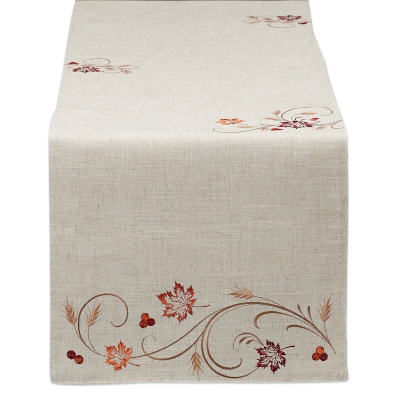 DII Embroidered Table Runner 14x108 inch - 14x108 - Autumn Wheat