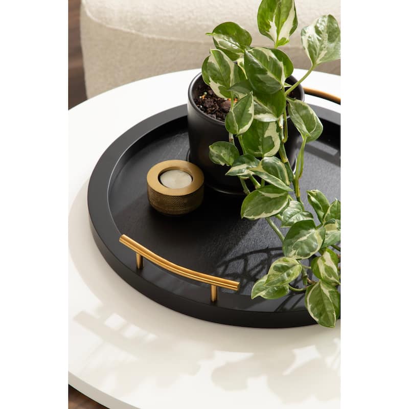Kate and Laurel Halsey Wood Round Decorative Tray