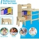 preview thumbnail 15 of 16, Kids Art Table and 2 Chairs,Kid Craft Table with Supplies Storage Shelves,Canvas Bins,Paper Roll for Preschool Toddler