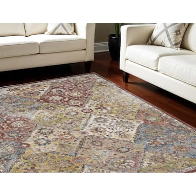 Hoho Power Loomed Distressed Floral Traditional Stain Resistant Area Rug By HomeRoots - 118' X '94' X '0.5