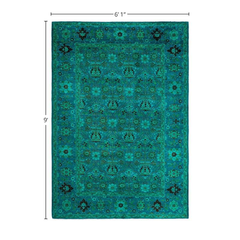 Overdyed, One-of-a-Kind Hand-Knotted Area Rug - Blue - 6' 1" x 9' 0"