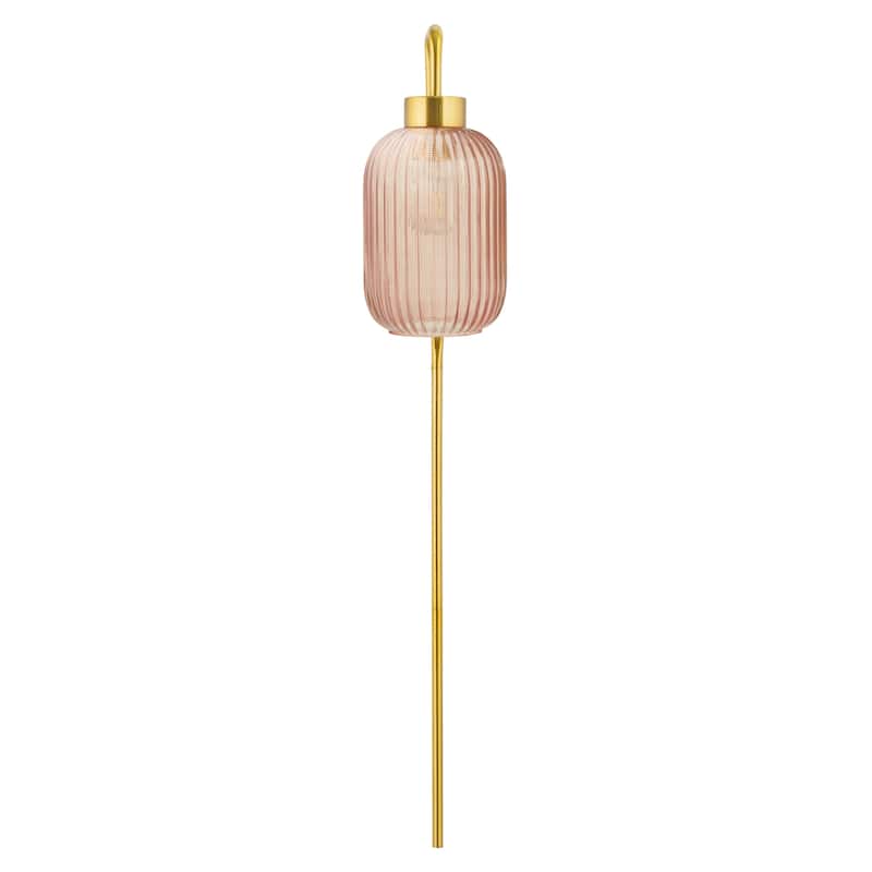 Adrienne River of Goods Pink Glass and Metal Retro Wall Sconce - 5.375" x 8.625" x 32.25"