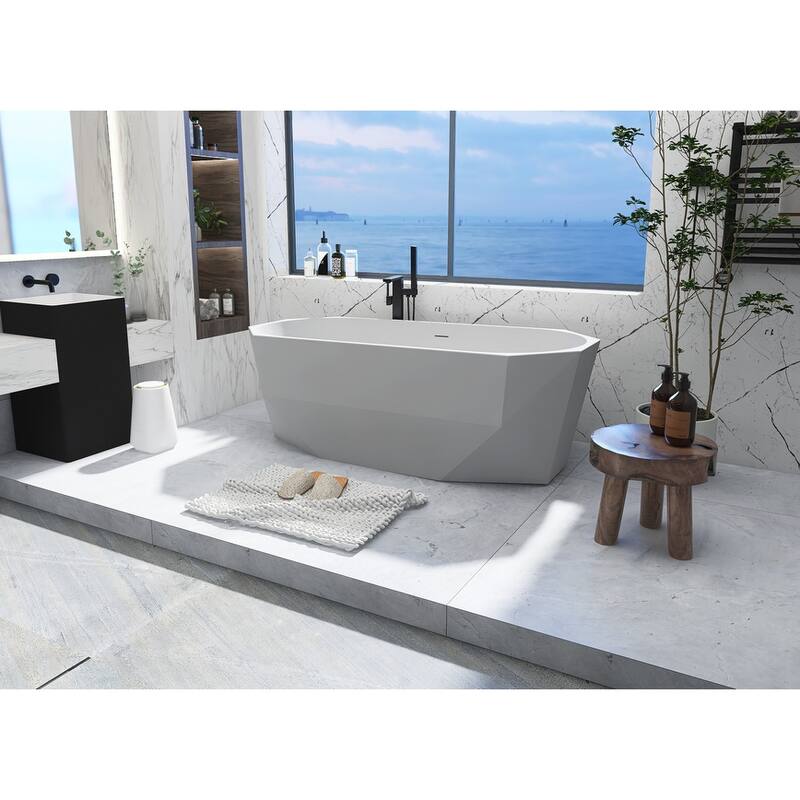 Edward Soaking Diamond Style Bathtub in Glossy White