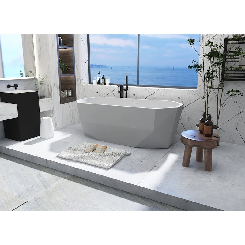 Indigo Home 67 inch Soaking Diamond Style Bathtub in Glossy White