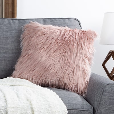 Hastings Home 18-Inch Himalayan Faux Fur Pillow
