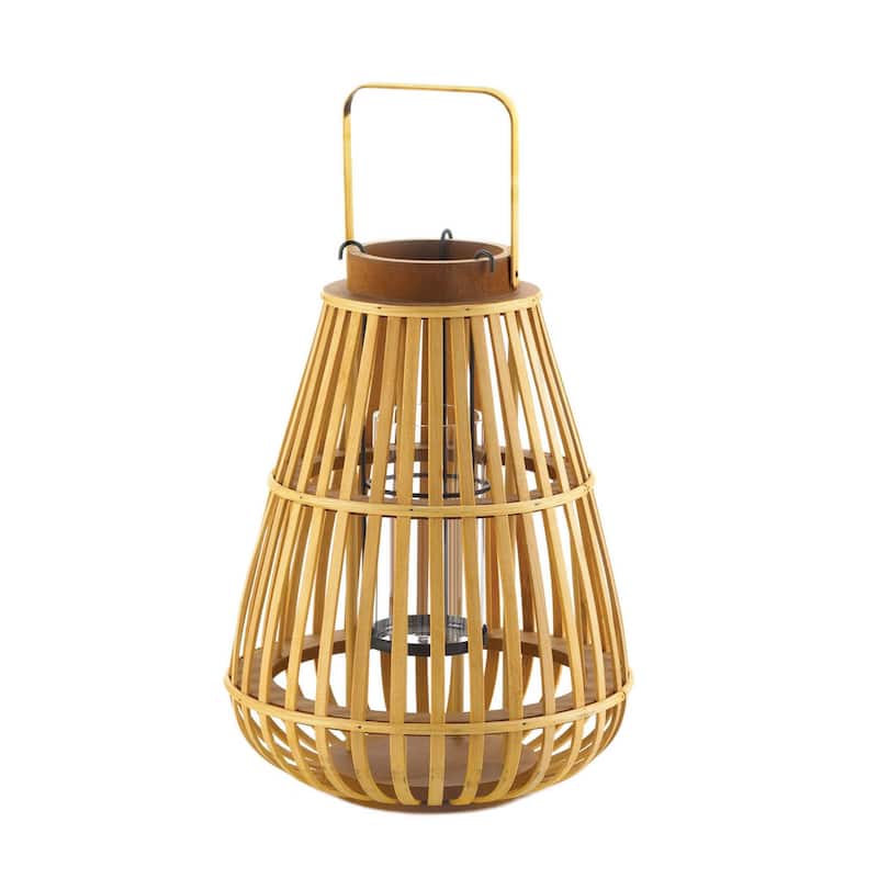 Slatted Candle Lantern with Handle - 28" - Brown