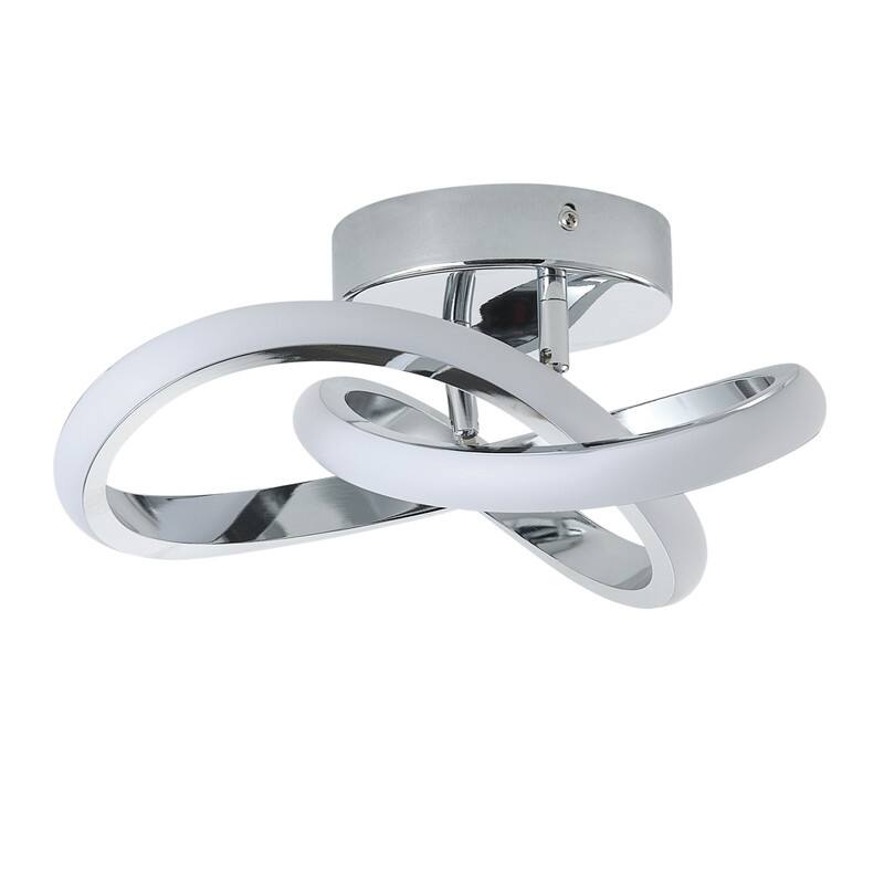 Modern Chrome LED Semi Flush Mount Ceiling Light with Milky White Silicone Shade