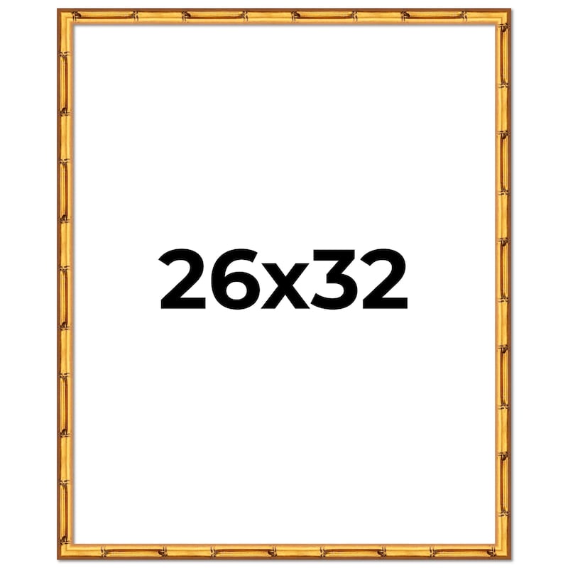 26x32 Frame Gold Bamboo Picture Frame Modern Photo Frame Includes UV Acrylic Shatter Guard Front Acid Free Foam Backing Board