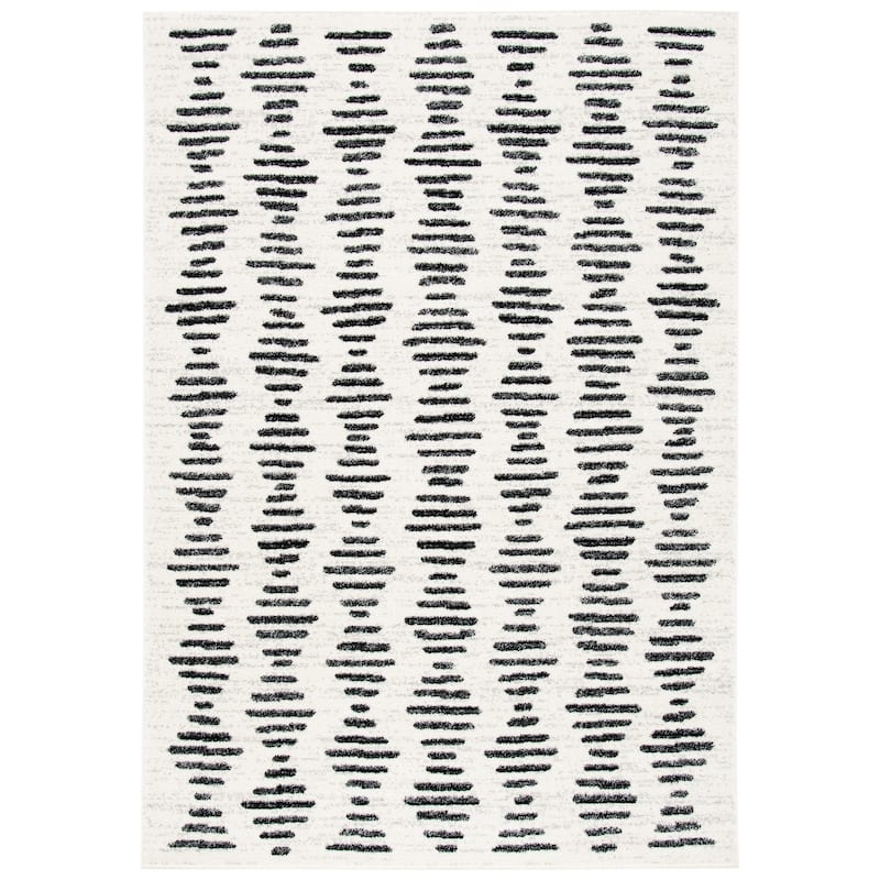 SAFAVIEH Tulum Constance Moroccan Boho Rug - 4' Square - Ivory/Black
