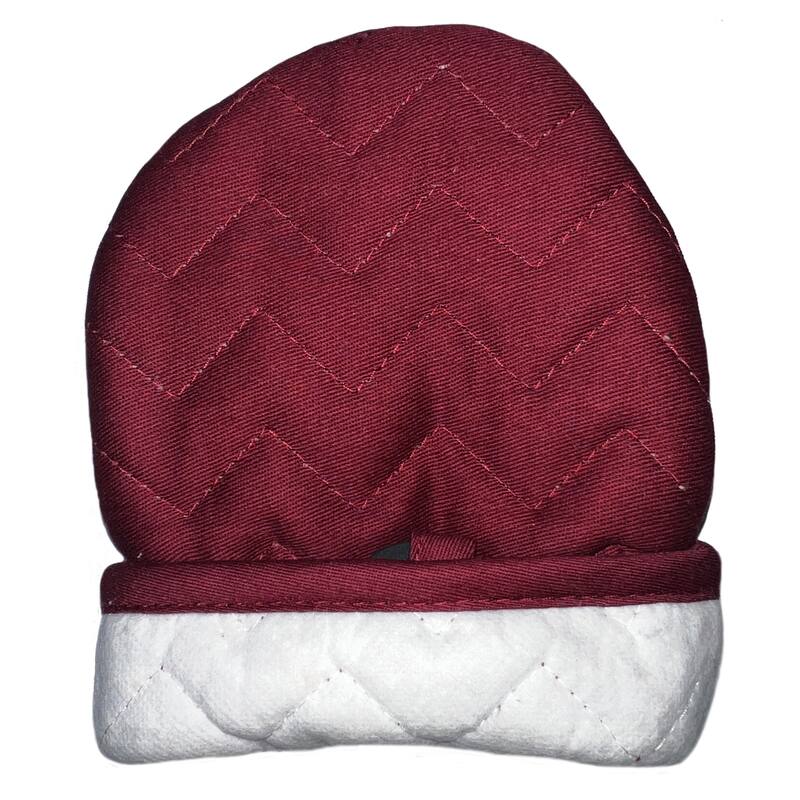 Burgundy Red Heat Resistant Thick Soft Quilted Lining Kitchen Mini Oven Glove Mitts - 1 Pair