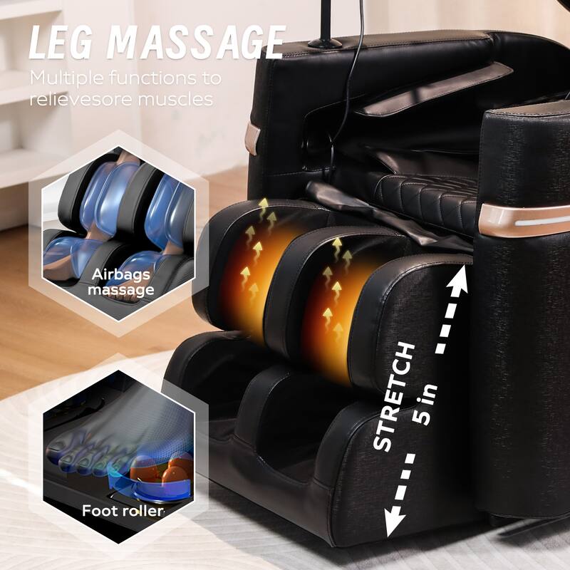 Massage Chair Recliner, Full Body Air Compression with Heat Therapy, Foot Rollers & Bluetooth Speakers