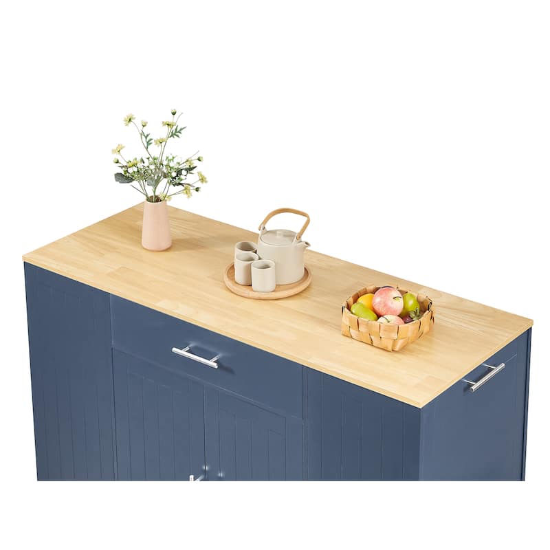 GDF Studio - Ashford Farmhouse Kitchen Island with Drawers, Shelves & Trash Can Storage