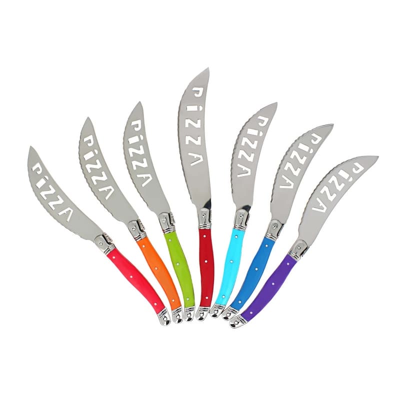French Home 7 Piece Laguiole Pizza Knife Set, Rainbow Colors