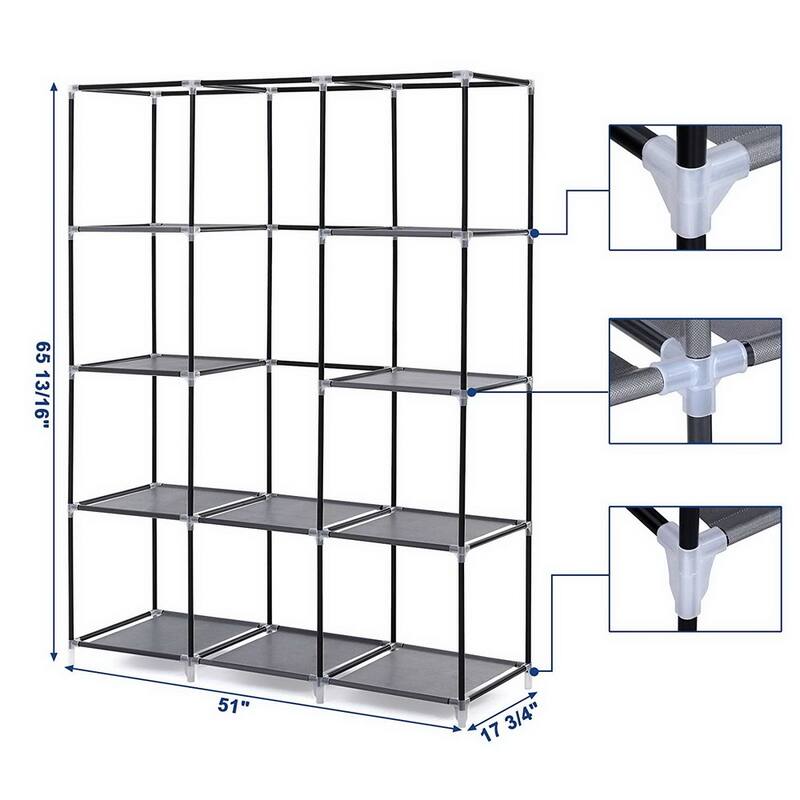Portable Closet Organizer Wardrobe Storage Organizer with 10 Shelves