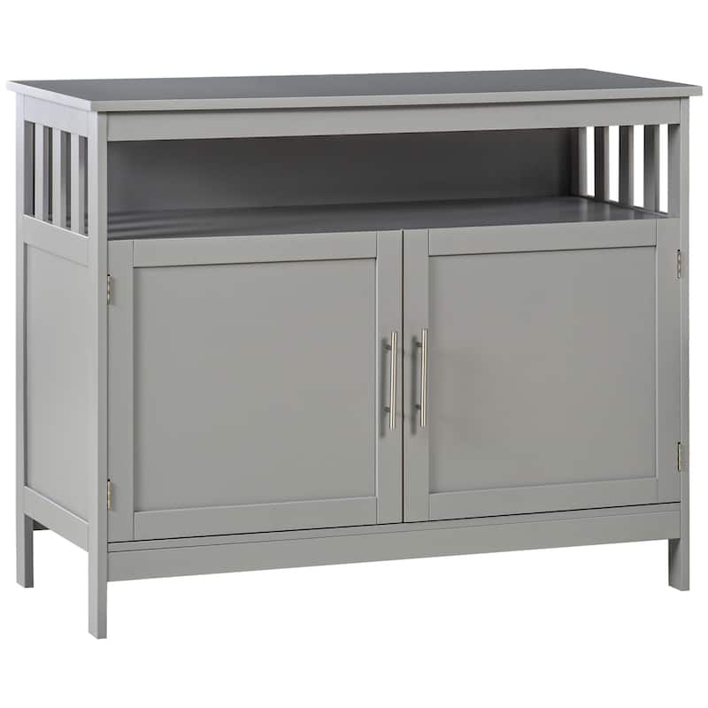 Sideboard Buffet Cabinet, Modern Kitchen Cabinet, Coffee Bar Cabinet with 2-Level Shelf and Open Compartment, Grey