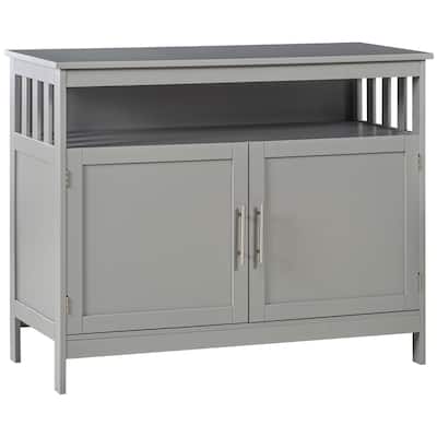 Sideboard Buffet Cabinet, Modern Kitchen Cabinet, Coffee Bar Cabinet with 2-Level Shelf and Open Compartment, Grey