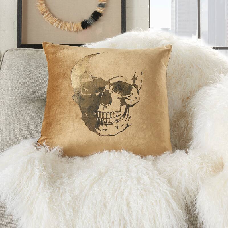Mina Victory Sofia Beige/Gold Throw Pillow , ( 20" x 20" )
