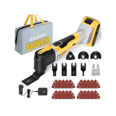 Enventor Power Brushless Electric Cordless Oscillating 28 Piece Multi-Tools Kit
