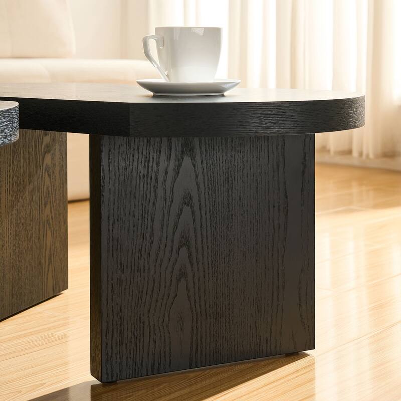 Accent Butterfly Coffee Table with Sturdy Legs, Wood Nesting Coffee Table, Modern Low Center Table for Living Room, Office
