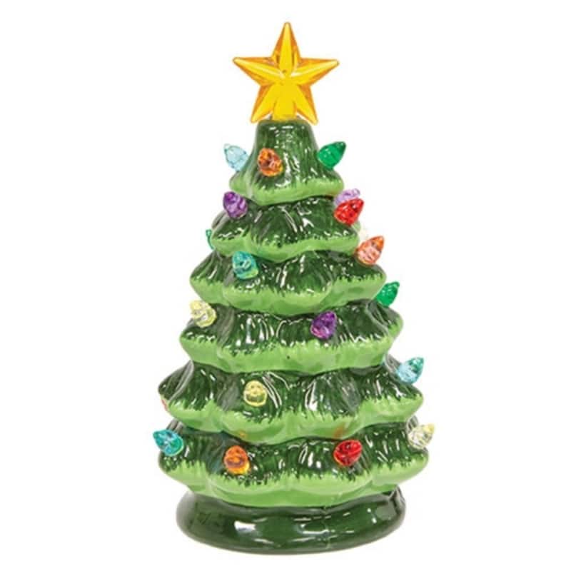Ceramic Retro Green Light Up Tree - 6.5"H - Multi - 6.5"H