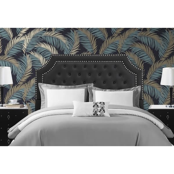 slide 2 of 15, Chic Home Malan PU Leather Upholstered Button Tufted Headboard Black - Queen
