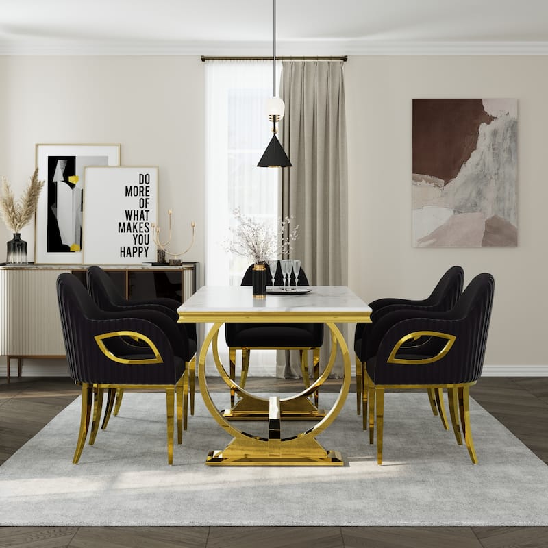 Dining Table Set with Arm Dining Chairs