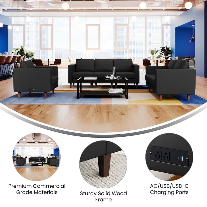 3 PC Commercial Seating Set with Outlets/USB/USB-C Ports - 56.5"W x 31.25"D x 32.5"H