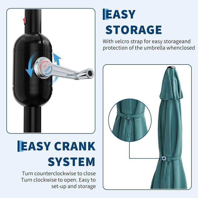 9ft Outdoor Patio Half Umbrella, with Smooth Crank Lift