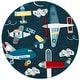 preview thumbnail 17 of 32, SAFAVIEH Carousel Kids Ardak Airplane Rug 4' x 4' Round - Navy/Ivory