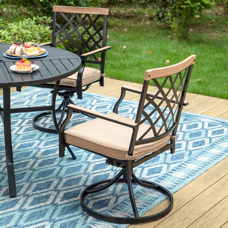 MAISON ARTS 5/7-Piece Patio Dining Set, 1 Metal Table with 4/6 Metal Swivel Dining Chairs