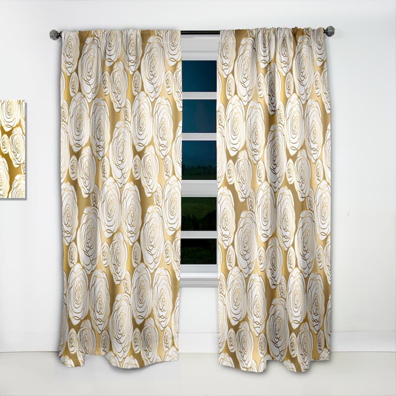 Designart 'Golden Floral III' Mid-CenturyCurtain Single Panel