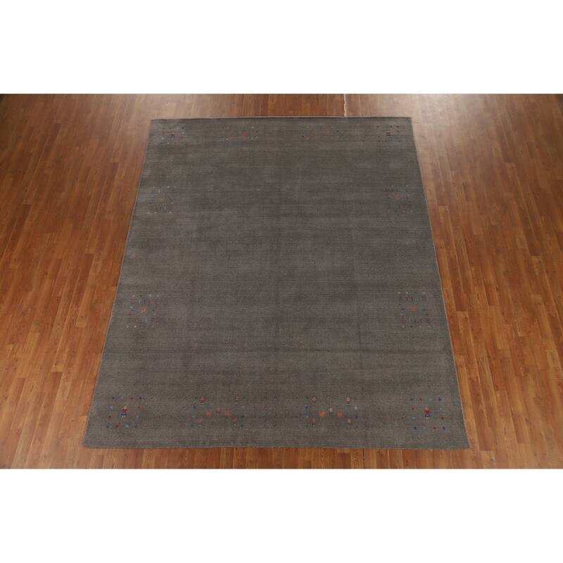 Hand Knotted Oriental 100% Wool Carpet Tribal Tribal Greys & Charcoal Gabbeh Area Rug - 10' 1'' X 8' 3''